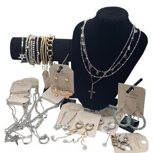 15 Pcs - Pomina Silver & Gold Jewelry Bundle – Necklaces, Earrings, Bracelets